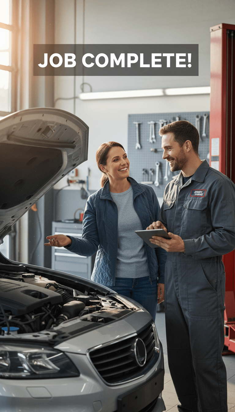 Customer consultation after successful engine diagnostic service